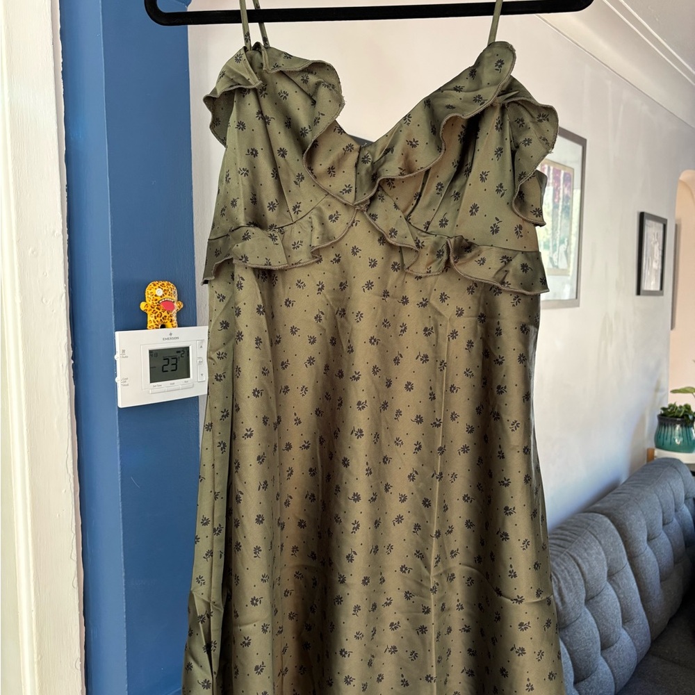 American Eagle Outfitters Olive Floral Mini Dress